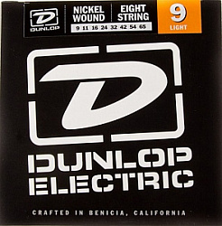 DUNLOP DEN0965 Комплект струн для 8-струнной электрогитары, никелированные, Light, 9-65