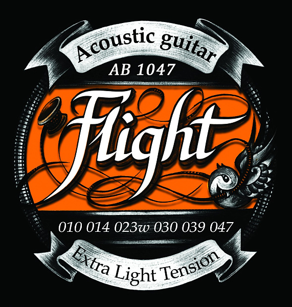 FLIGHT AB1047 Струны для акустической гитары, 10-47, натяжение Extra Light, фосфорная бронза