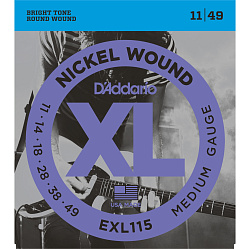 D'ADDARIO EXL115 струны для электрогитары, Blues/Jazz Rock, никель, 11-49
