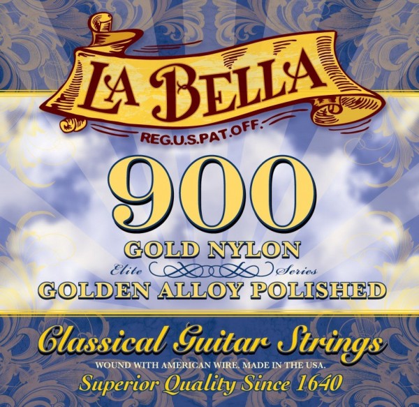 La Bella 900 Golden Superior Комплект струн для классической гитары. Верхние струны - желтый "золото