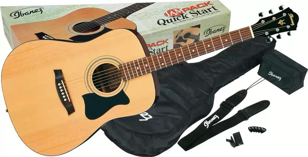 IBANEZ V50NJP NATURAL набор: акустическая гитара дредноут, цвет натуральный, тюнер, чехол
