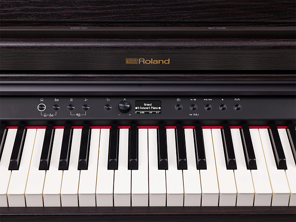 Цифровое пианино ROLAND [RP701-DR] корпусное, клавиатура PHA-4, покртиые клавиш под слоновую кость,  324 тембра, полифония - 256 голосов, функция обучения, 3 педали, 2 выхода на наушники,цвет Dark Rosewood.