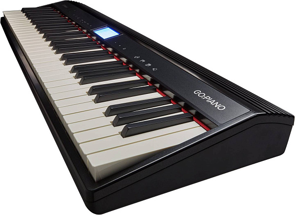 Портативное цифровое пианино ROLAND [GO:PIANO] (61 клавиша) чувствительность к скорости касания, 40 тембров, Bluetooth, метроном, рекордер, эффекты (хорус, реверберация), работа от батареек, вес 3,9 кг.