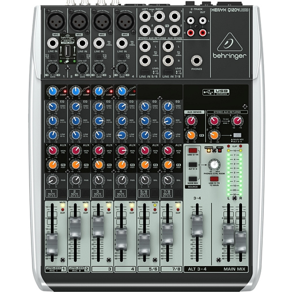Behringer Q1204USB - Микшерный пульт, 12 каналов, 3-х полосный эквалайзер, USB