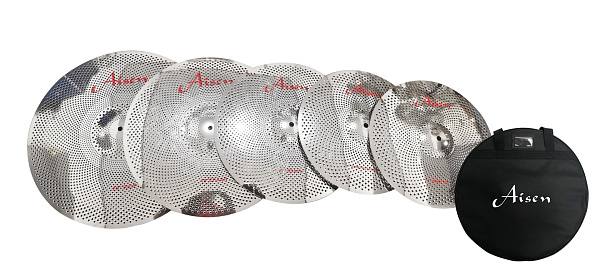 AISEN LOW VOLUME SILVER CYMBAL PACK - Набор тарелок для тренировок (14,16,18,20) с чехлом