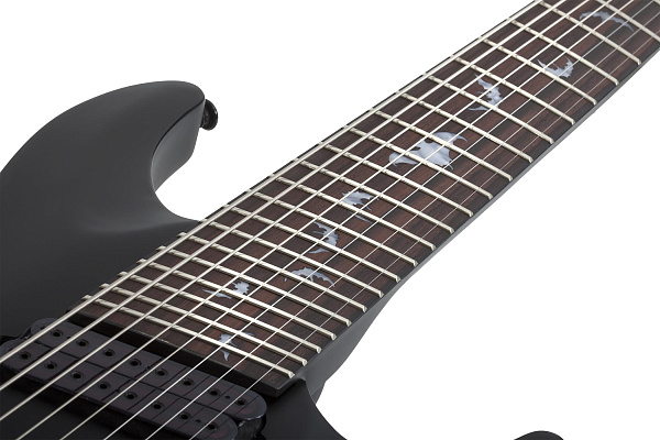 Электрогитара SCHECTER [DAMIEN-8 MS SBK] электрогитара 8-струнная, мультимензур, корпус: красное дерево, гриф: клен, накладка: палисандр, 24 лада, цвет: Satin Black (SBK)