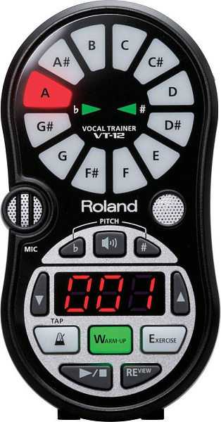 Портативный вокальный тренажер ROLAND [VT-12-BK] устройство позволяет в реальном времени отслеживать высоту тона, анализировать пение и визуализировать результаты