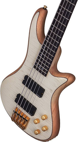 Бас-гитара SCHECTER [STILETTO CUSTOM-5 NAT] бас-гитара 5-струнная,корпус красное дерево, топ: волнистый клен, гриф: клен/орех, на болтах, накладка: палисандр, 24 лада, цвет Natural Satin (NAT)