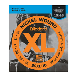 D'Addario ESXL110 Nickel Wound Струны для электрогитары, Regular Light (10-46).