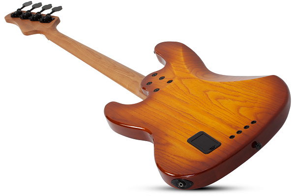 Бас-гитара SCHECTER [J-4 EXOTIC FVSB]  4-струнная, корпус: болотный ясень, топ: зебравуд, гриф: запеченный клен, 21 лад, звукосниматели: EMG Metal Works SJ, цвет: Faded Vintage Sunburst (FVSB)