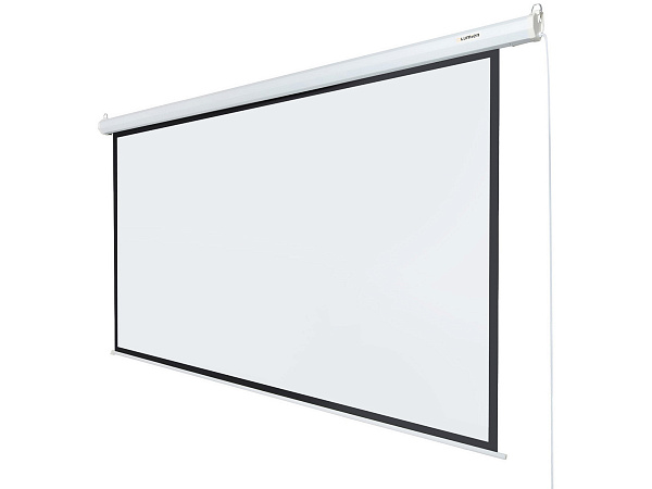 [LEC-100110] Экран с электроприводом Lumien [Eco Control] 165x240 см (раб. область 131х232 см) (105") Matte White, верх.кайма 30 см, черная кайма по периметру 16:9