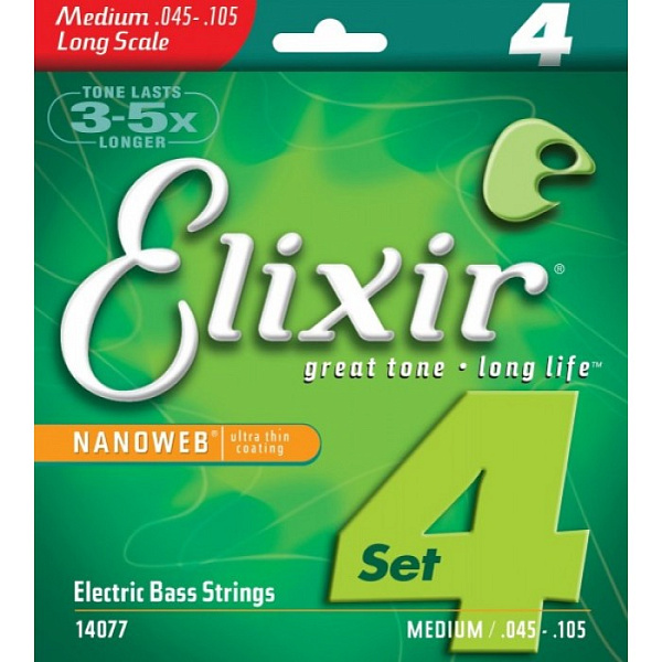 Elixir 14077 NanoWeb Medium 45-105 струны для баса