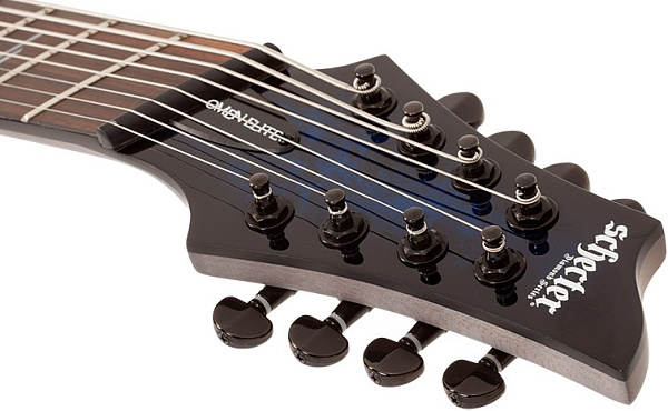 Электрогитара SCHECTER [OMEN ELITE-8 MS STBB] электрогитара 8-струнная, мультимензур, корпус: красное дерево, топ: кап, гриф: клен, накладка: палисандр, 24 лада, цвет: See-Thru Blue Burst (STBB)