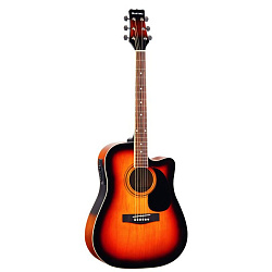 Martinez FAW-702 CEQ/VS Электроакустическая гитара, цвет 2-тональный санбёрст