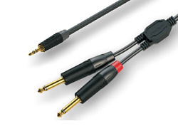 ROXTONE GPTC100/3 аудио-кабель Jack (стерео 3.5 мм) - 2 x Jack (моно 6.3 мм), 3 метра