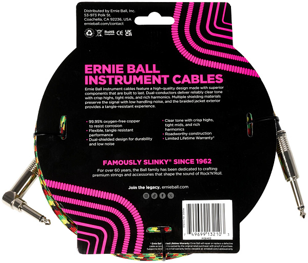 ERNIE BALL 6483, 5.49м - Инструментальный кабель