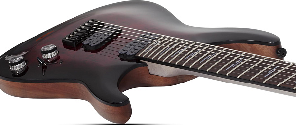 Электрогитара SCHECTER [OMEN ELITE-7 MS  BCHB] электрогитара 7-струнная, мультимензур, корпус: красное дерево, топ: кап, гриф: клен, накладка: палисандр, 24 лада, цвет: Black Cherry Burst (BCHB)