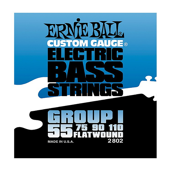 Ernie Ball 2802 Cтруны для бас гитары (55-75-90-110) плоская навивка