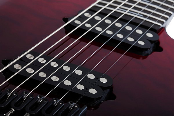 Электрогитара SCHECTER [REAPER-7 ELITE MS BLOODBURST BB] электрогитара 7-струнная мультимензурная, корпус: красное дерево, топ: стеганый клен, гриф: венге, накладка: черное дерево, 24 лада, цвет: Blood Burst (BB)