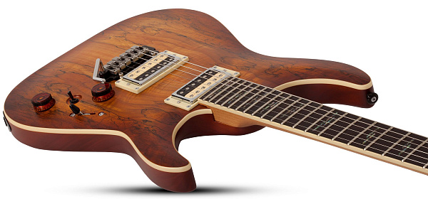 Электрогитара SCHECTER [C-1 EXOTIC SPALTED MAPLE SNVB] электрогитара 6-струнная, корпус: красное дерево, топ: клен, гриф: клен, накладка: черное дерево, 24 лада, цвет:  Satin Natural Vintage Burst (SNVB)