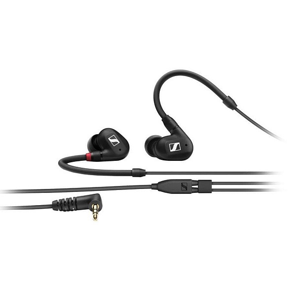 Внутриканальные, динамические наушники Sennheiser [IE 100 PRO BLACK] 10 мм драйвер, 20–18 000 Гц, 20 Ом, 115 дБ, кабель 1,3 м, съёмный, пассивное шумоподавление, черного цвета