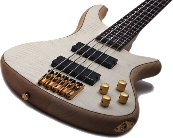 Бас-гитара SCHECTER [STILETTO CUSTOM-5 NAT] бас-гитара 5-струнная,корпус красное дерево, топ: волнистый клен, гриф: клен/орех, на болтах, накладка: палисандр, 24 лада, цвет Natural Satin (NAT)