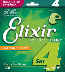 Elixir 14102 NanoWeb струны для бас-гитары Heavy 5
