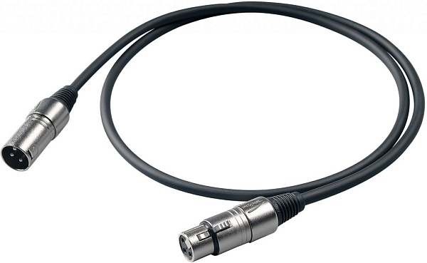 Proel BULK250LU3 - Микрофонный кабель, XLR папа <-> XLR мама, длина - 3 м.