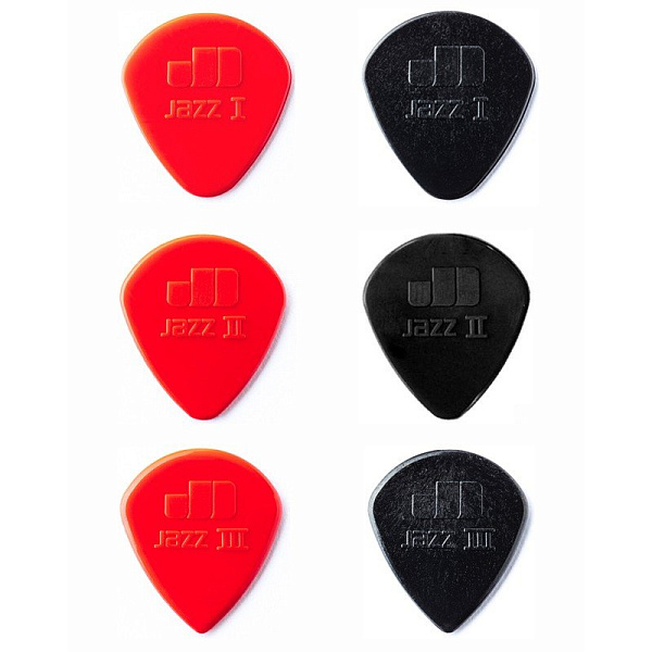 Dunlop 4700 - Медиатор Nylon Jazz I, II, III, цвет красный/чёрный