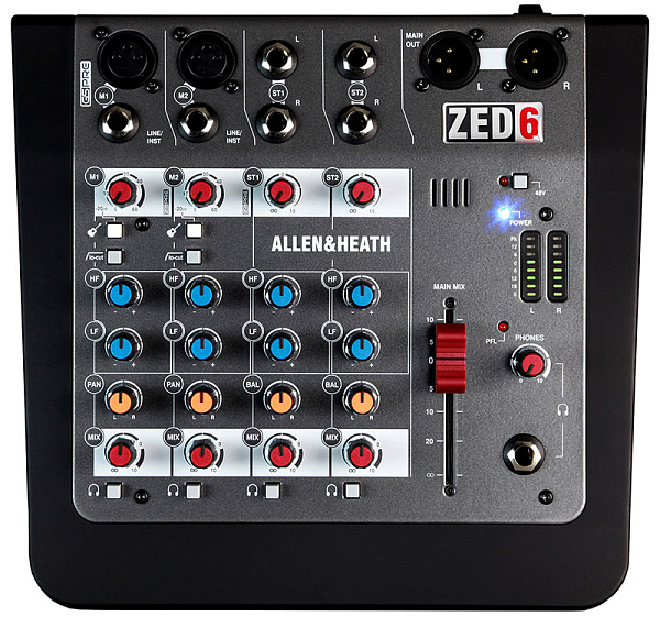 Allen&Heath ZED6 Микшерный пульт. 2 микрофонных/линейных входа, 2 стереовхода.