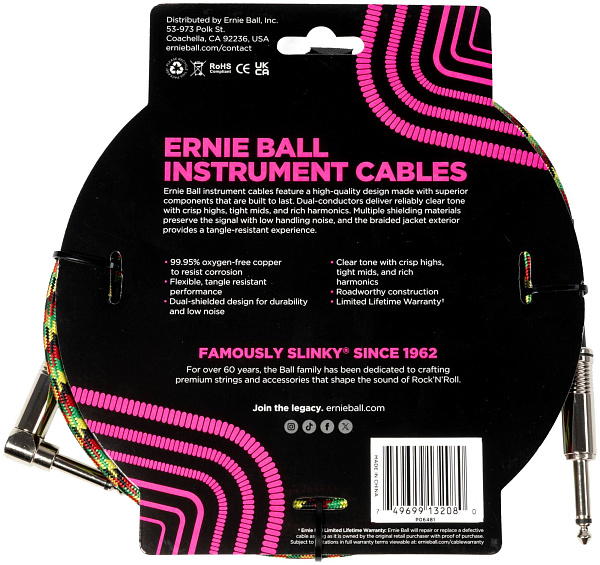 ERNIE BALL 6481, 3.05м - Инструментальный кабель