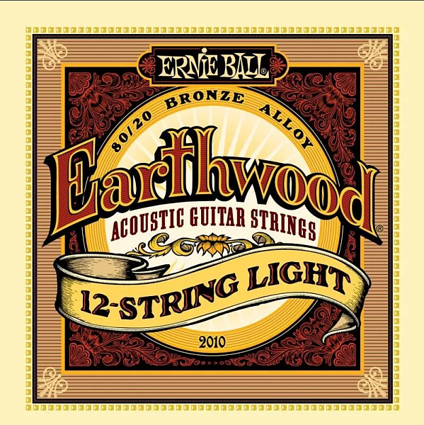Ernie Ball 2010 Earthwood Light Комплект струн для 12-струнной акустической гитары, бронза