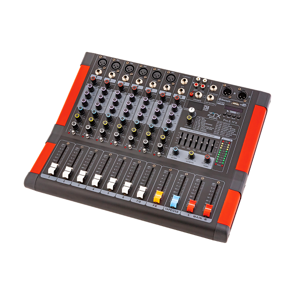 ZTX audio Pro 6.1Fx - Микшерный пульт 6mono, 1stereo каналы с MP3/SD/DSP/BT/USB