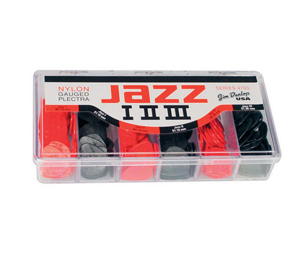 Dunlop 4700 - Медиатор Nylon Jazz I, II, III, цвет красный/чёрный