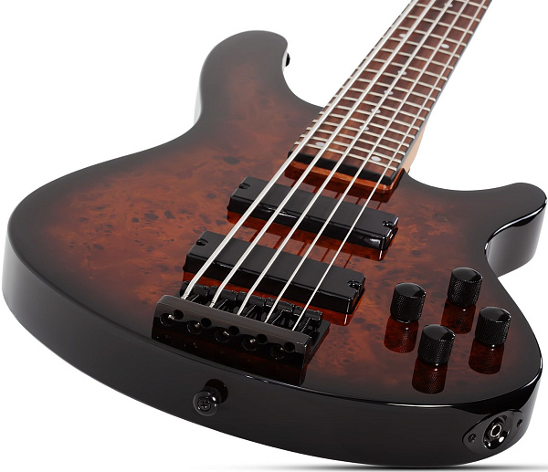 Бас-гитара SCHECTER [C-5 STANDARD TB] бас-гитара 5-струнная, корпус: красное дерево, топ из капа, гриф: печеный клен, накладка: палисандр, 24 лада, цвет Tobacco Burl (TB)