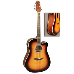 FLIGHT AD-200 CEQ 3TS Электроакустическая гитара с вырезом, цвет санберст.