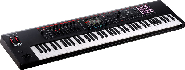 Синтезатор/рабочая станция ROLAND [FANTOM-07] с 76 клавишами (чувствительными к скорости нажатия), генератором ZEN-Core/SuperNATURAL, более 3 500 тембров. Есть сенсорный экран, 16 пэдов с RGB-подсветкой, секвенсор, арпеджиатор, аудиоинтерфейс, MIDI