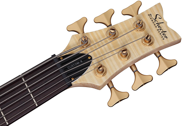 Бас-гитара SCHECTER [STILETTO CUSTOM-6 NAT] бас-гитара 6-струнная, корпус красное дерево, топ: волнистый клен, гриф: клен/орех, на болтах, накладка: палисандр, 24 лада, цвет Natural Satin (NAT)