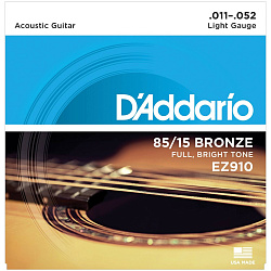 D'Addario EZ910 - Струны для акустической гитары (11-52), Light, бронза 85-15