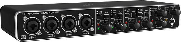 Behringer UMC404HD - Аудиоинтерфейс, USB/MIDI , 4 входа