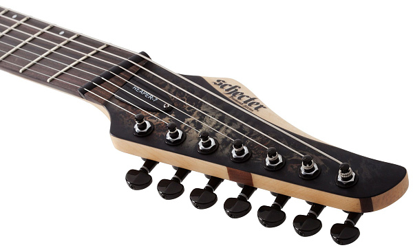 Электрогитара SCHECTER [REAPER-7 MULTI-SCALE CB] электрогитара 7-струнная, мультимензур, корпус: болотный ясень, топ: кап, гриф: клен, накладка: черное дерево, 24 лада, цвет: Satin Charcoal Burst (CB)
