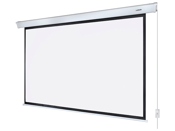 [LMC-100130] Экран с электроприводом Lumien [Master Control] 188x240 см (раб.область 144х230 см) (107") Matte White FiberGlass черн. кайма сверху 40 см 16:10