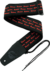 IBANEZ GST612ML-VR гитарный ремень, цвет черный, с мелкими красными лого Ibanez