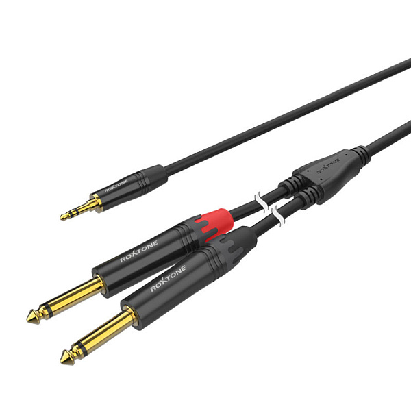 ROXTONE PACC280/1 Премиальный аудио кабель 5.5мм ,3.5мм stereo Jack , 3мм mono Jack 1м