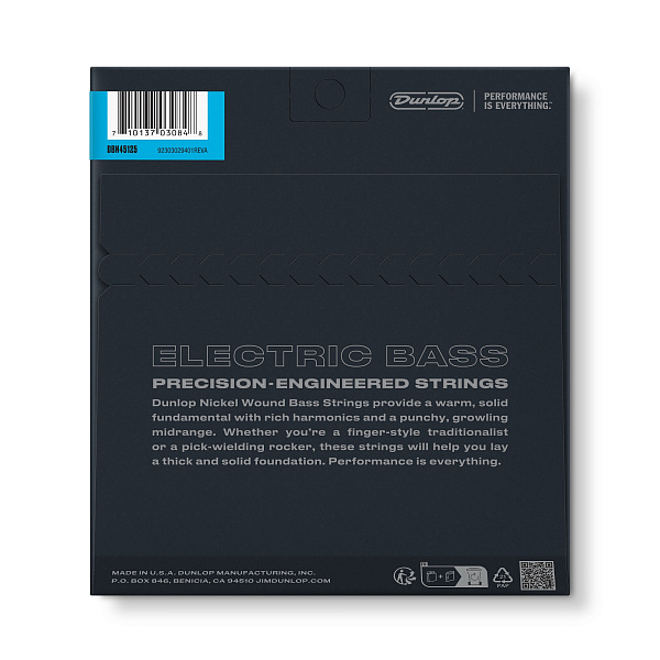 Dunlop DBN45125 Комплект струн для 5-струнной бас-гитары, никелированные, 45-125