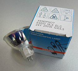 Osram 64653 HLX ELC A1/259 Лампа галогеновая 24 В/250 Вт, GX5,3 c отражателем.