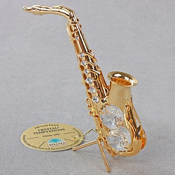Сувенир "Саксофон" U-4390 с кристаллами Swarovski (золото)