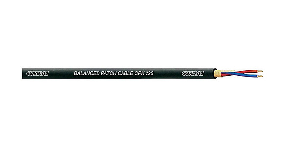 Cordial CPK 220 BLACK микрофонный кабель Ø4,7 мм, AWG 25, 2x0.2мм², витой экран,¶черный
