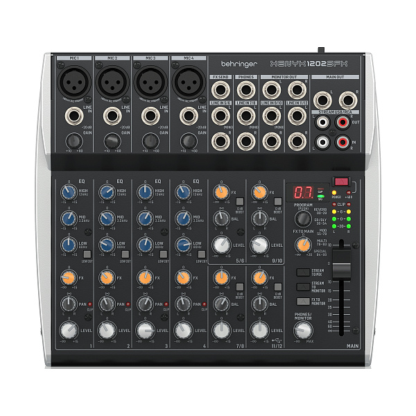 BEHRINGER XENYX 1202SFX - Аналоговый микшер, 12 каналов, 4 микрофонных предусилителя, USB