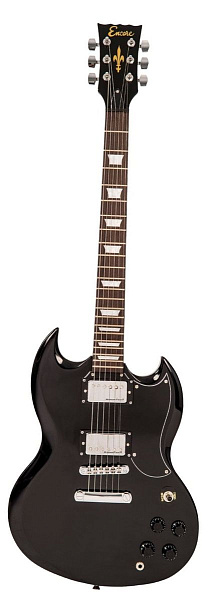 Encore E69BLK электрогитара, форма SG, цвет черный